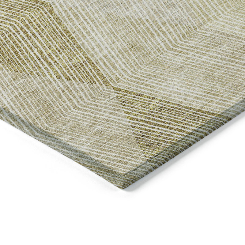 Ivory Synthetic Rectangular Washable Non-slip Area Rug 3' x 5'