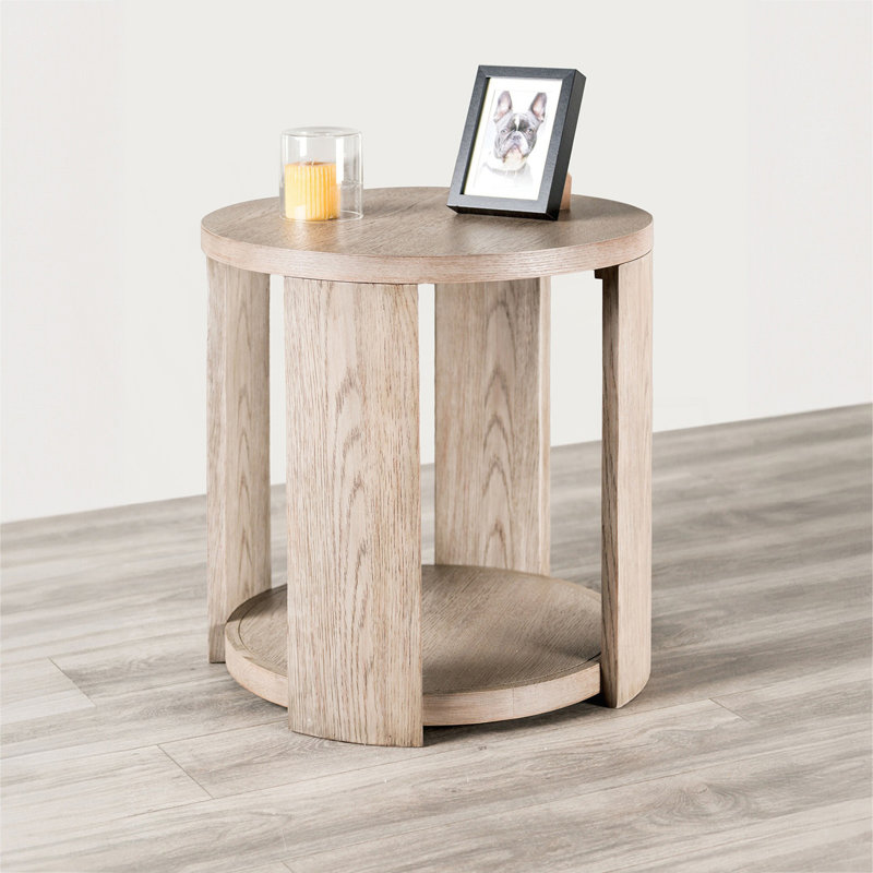Table de bout ronde moderne avec rangement ouvert