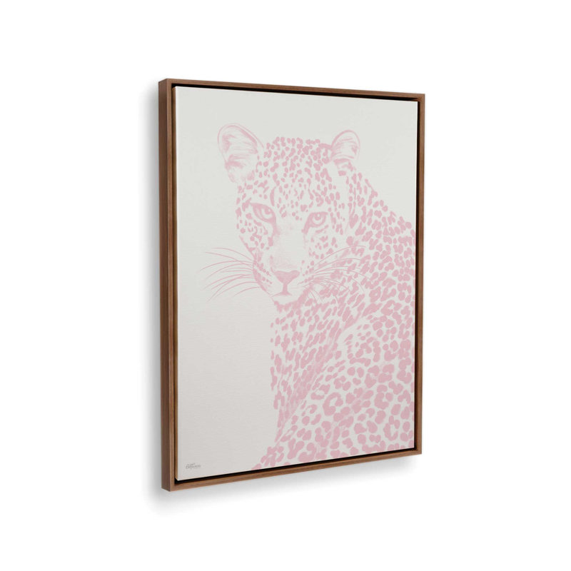 «Pink Leopard» par Cat Thurman Designs, reproduction d'art, L 18 po x H 24 po, Brun, Toile avec cadre
