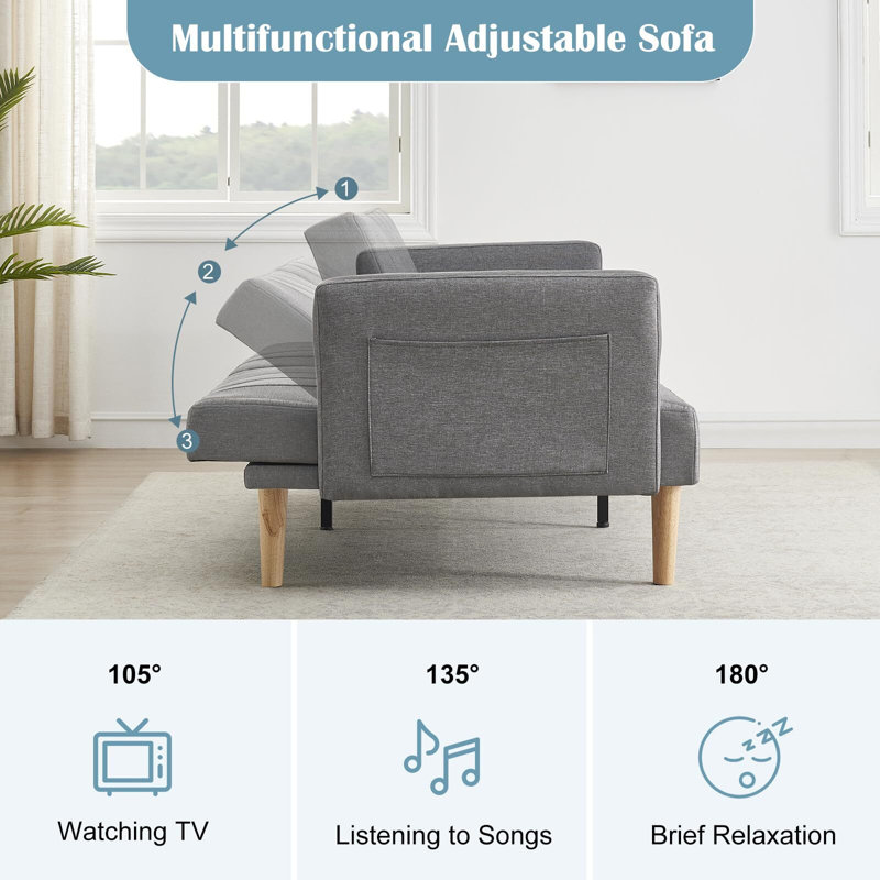 Mayrelin Fabric 78.74'' Reception Sofa, Grey