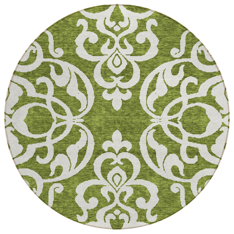 Tapis rond lavable intérieur / extérieur vert 8 pi