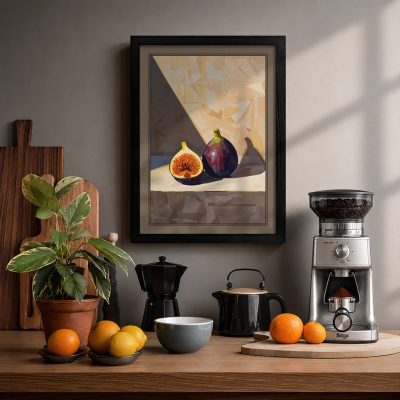 Three Figs Minimalist - Framed Print, A1 - 84.1 x 59.4 cm, Black