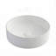Vasque à poser ronde en céramique blanche de 38 cm (15 pouces) avec finition émaillée et lavabo à poser.