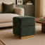 Tabouret Kris avec rangement caché, base dorée, chenille verte