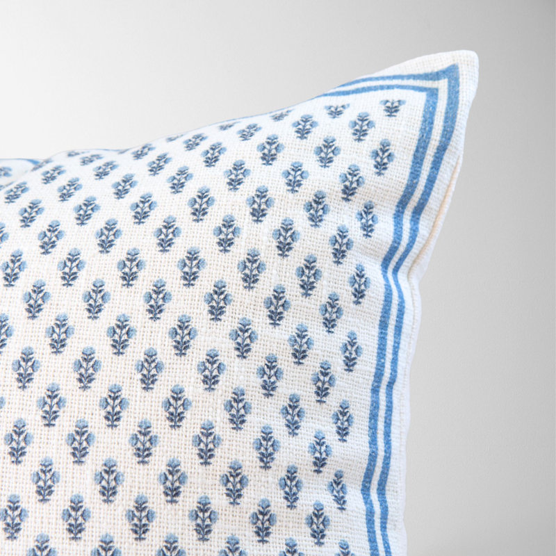  Cotton Throw Square Pillow Cover, Blue Floral