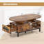 Table basse 47 po avec 4 compartiments ouverts et un tiroir, 5 pieds de soutien brun-1057232782