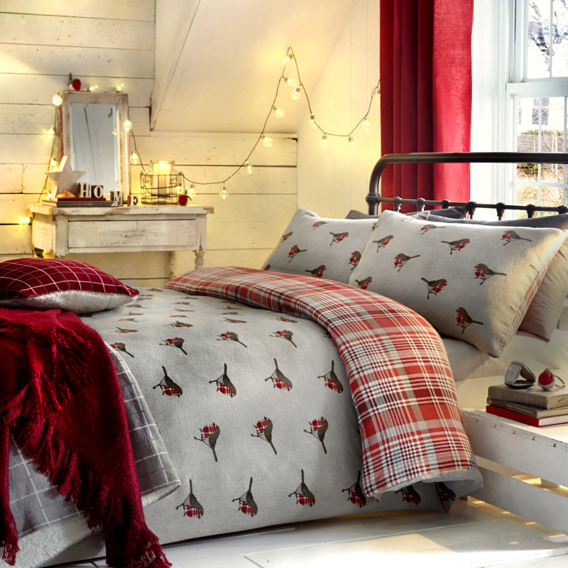 Brushed Cotton Duvet Cover Set, Red, Single