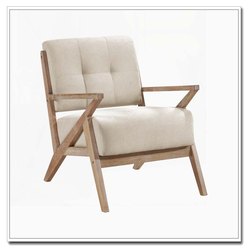 Fauteuil d'appoint capitonné avec finition noyer antique, Sable