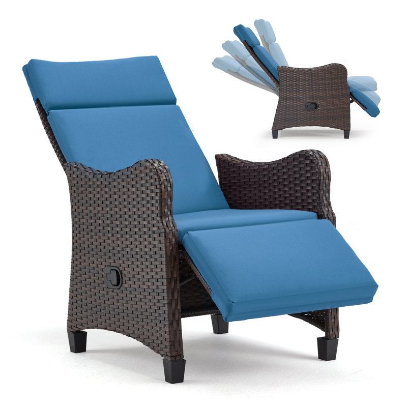 Bayview Wicker Outdoor Recliner Chair, Navy Blue