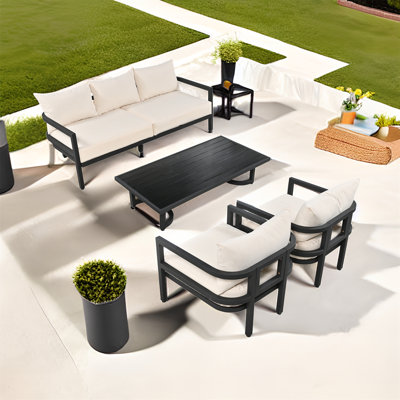 Ensemble de conversation modulaire 4 pièces avec coussins
