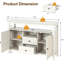 Armoire à café, buffet Buffet Boho avec 2 portes et 2 tiroirs, console de style campagne moderne pour la cuisine, entrée de la salle à manger