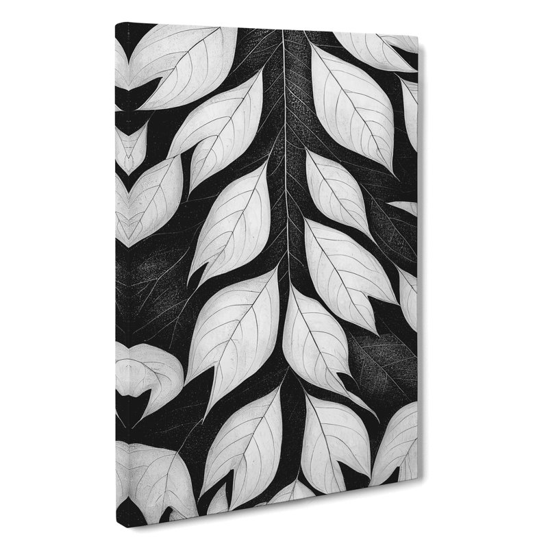 Monochrome Leaves No.1 - Wrapped Canvas Print, 50cm H x 35cm W x 3cm D