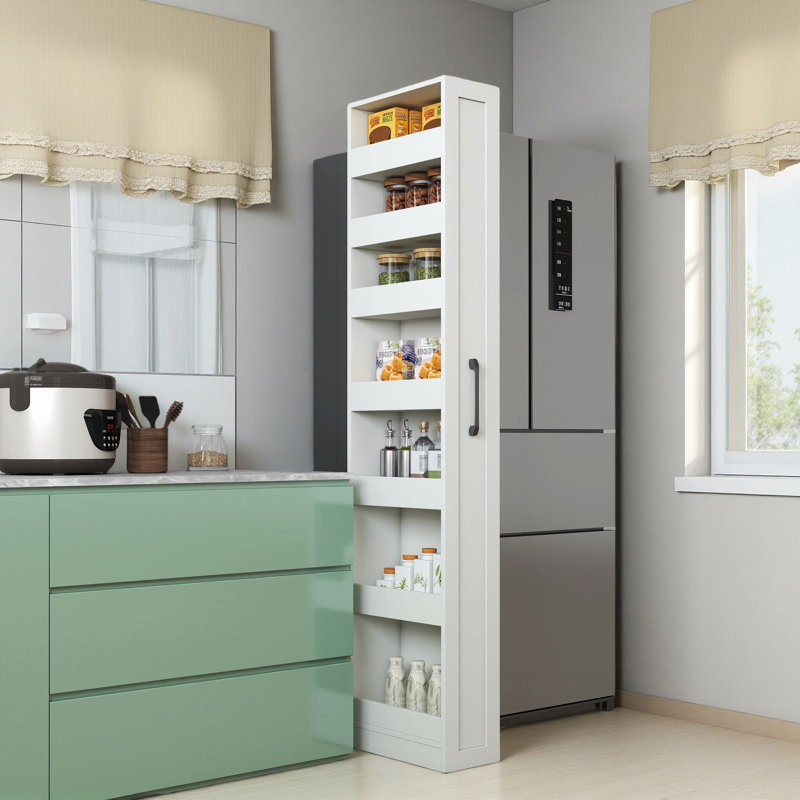 Grand chariot de rangement mince, chariot roulant de cuisine, armoire de rangement étroite avec poignée et roulettes, support à épices en bois à côté du réfrigérateur, tablette de garde-manger pour la cuisine