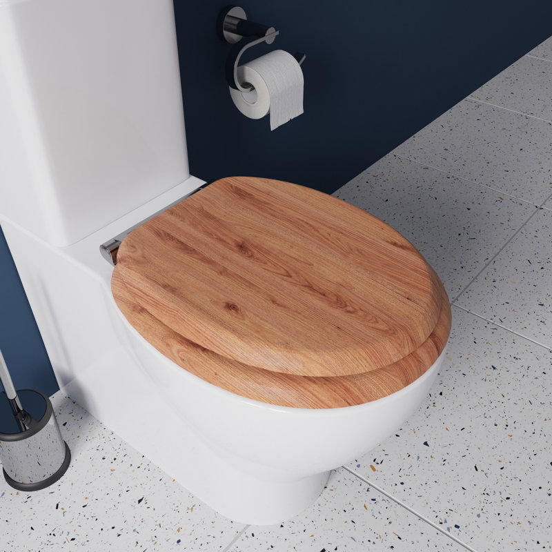 Solid Oak Soft Close Toilet Seat, Flexi-Fix Hinges (Rutland)