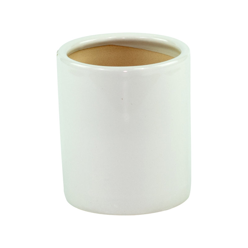 Pot à fleur en céramique Alida, H 7,5 po x l 6,25 po x p 6,25 po, Blanc