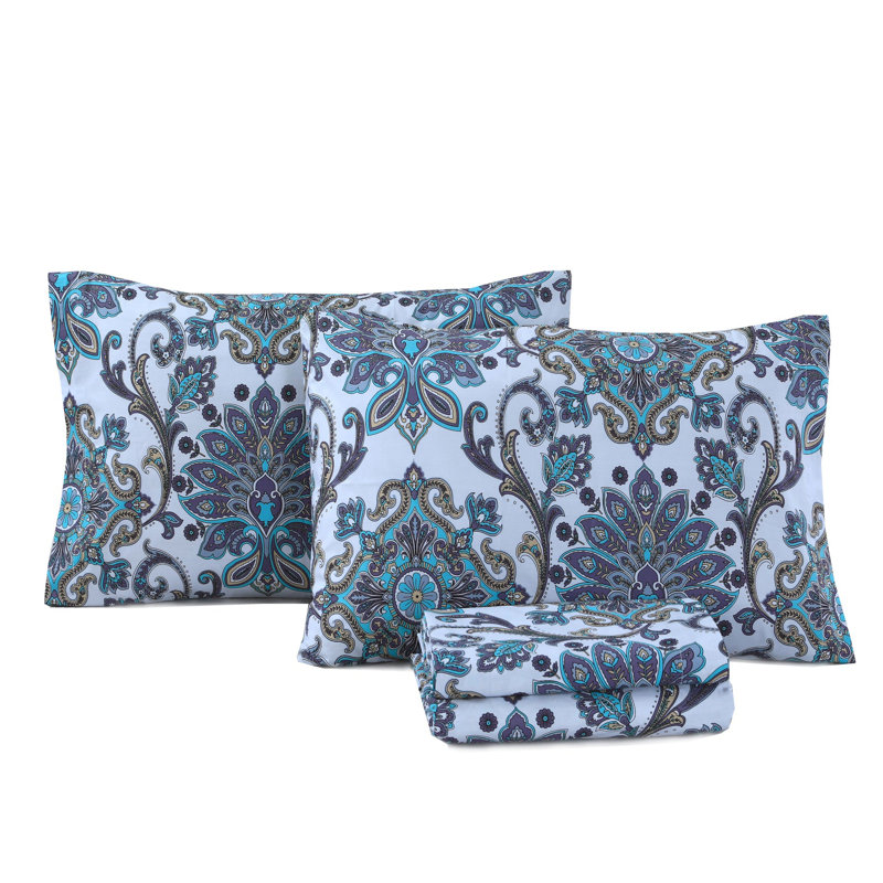 Ensemble de draps en percale 100% coton à densité de tissage 300 fils Beardstown, Très grand, Turquoise
