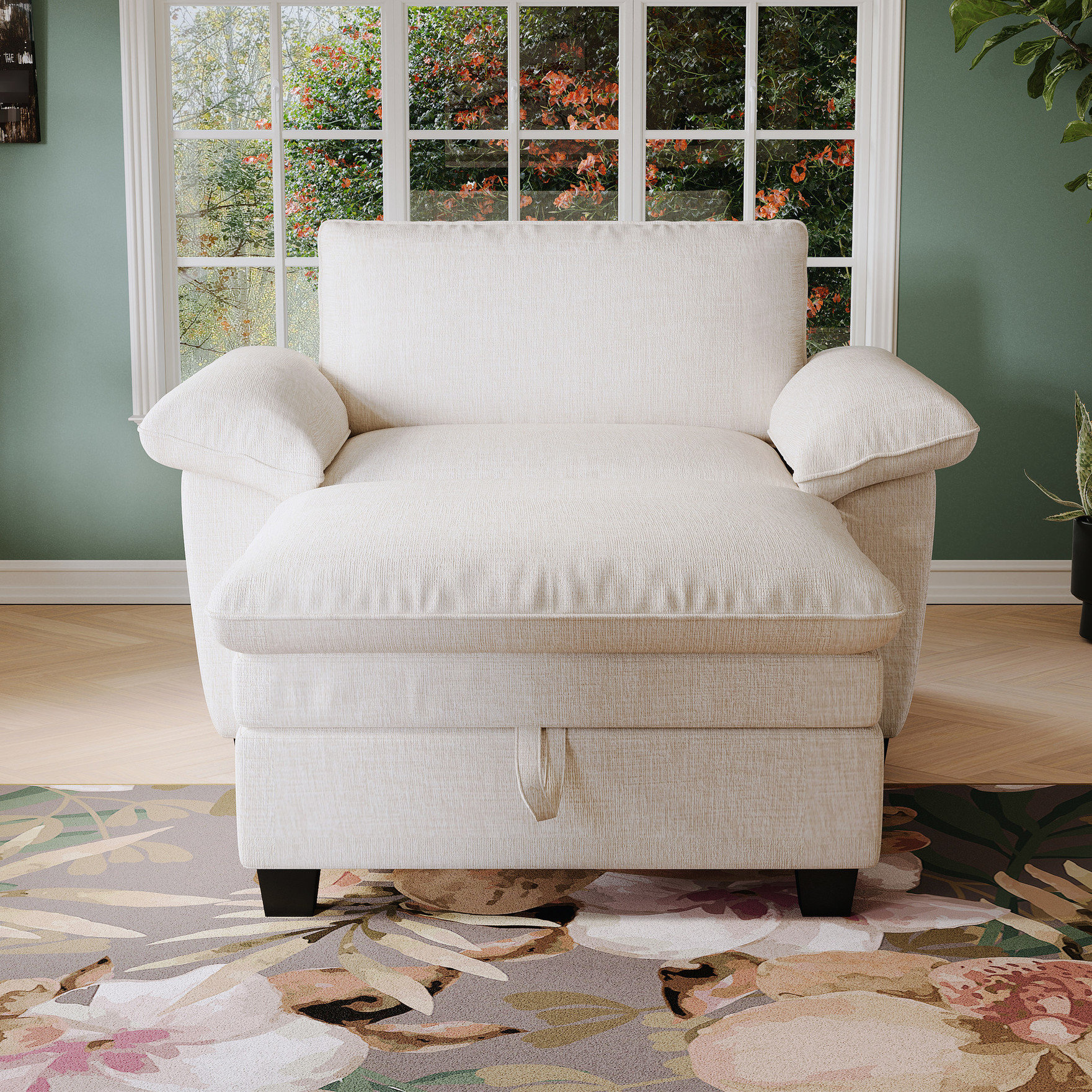 Latitude Run® Chenille 51" Chaise Lounge Chair With & Storage - Beige ...