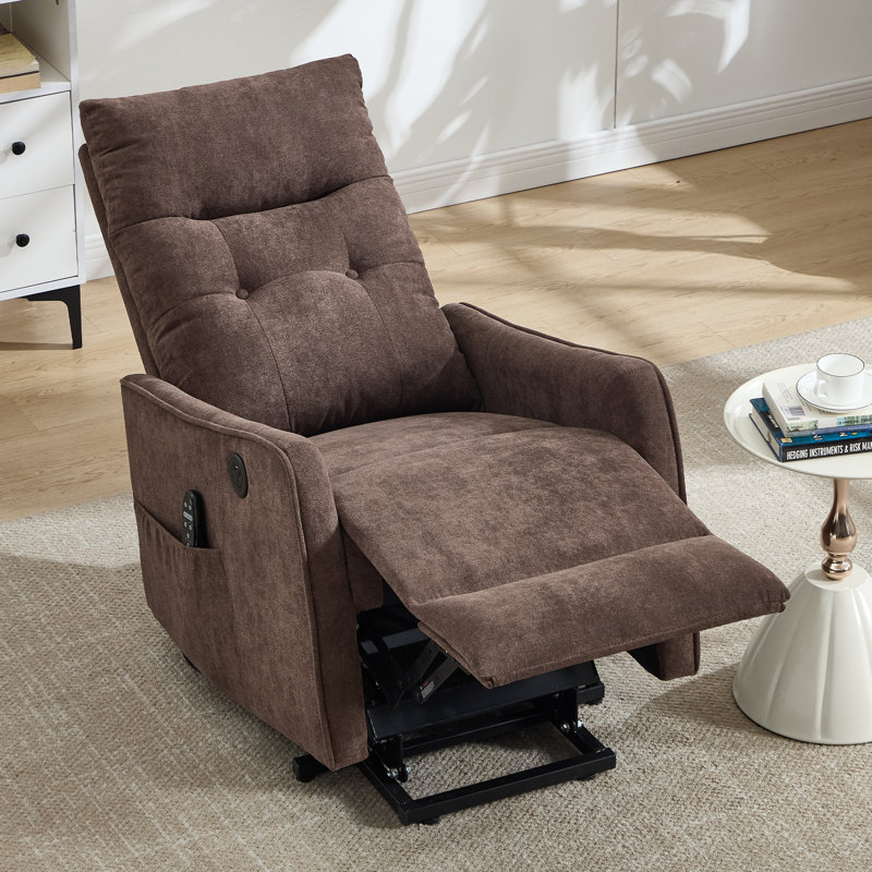 25" W Power Lift Chair Recliners Infinite Position With Heat And 8 Point Massage (set Of 2), Brown