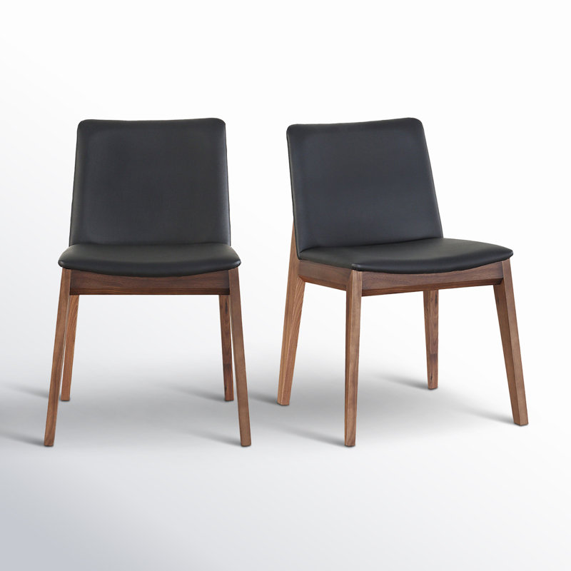 Anrey Vegan Leather Dining Chair, Black Pebbled Faux Leather, Brown