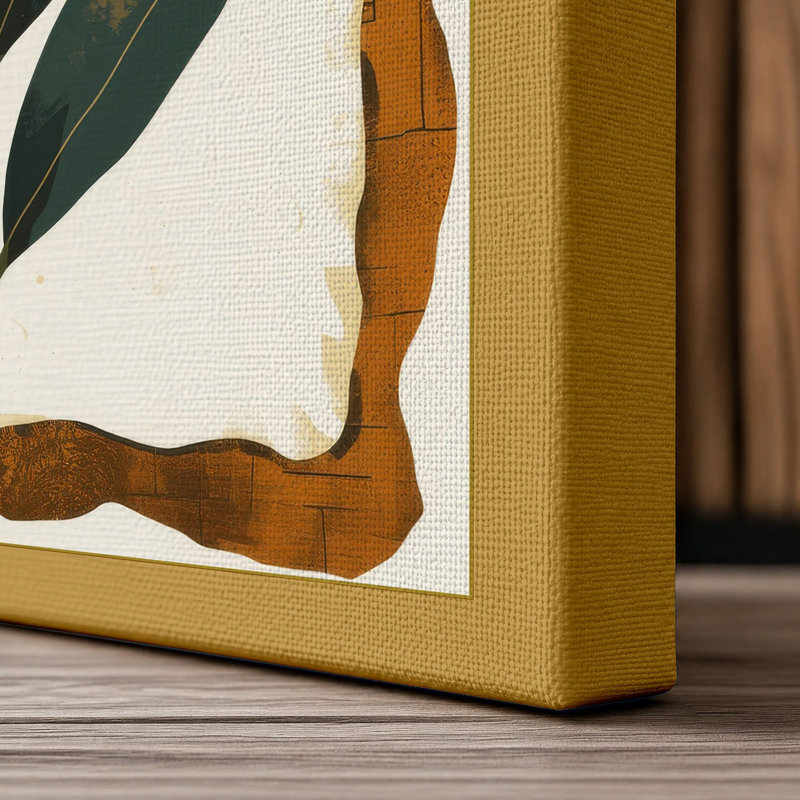 Study in Green Botanical - Wrapped Canvas, 36x24 - 91.4 x 61.0 cm, Ochre Border