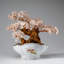 Genuine Rose Quartz Gemstone Bonsai Tree in Oval Ceramic Pot (8")