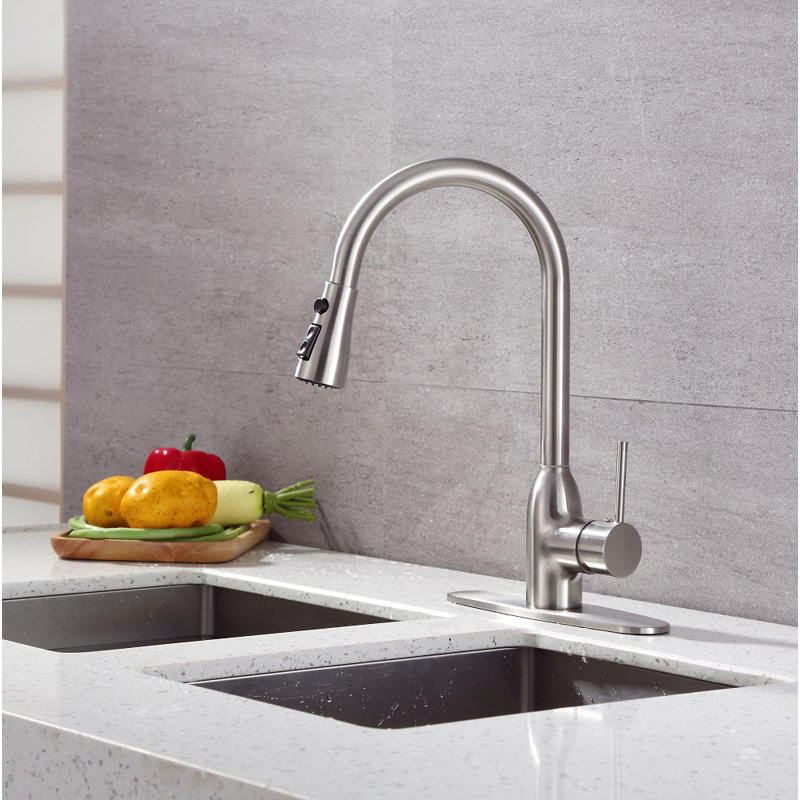 RunFine Group Pull Down Kitchen Faucet, Brushed Nickel