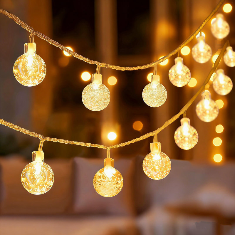 Globe Fairy Lights Battery Operated 26ft 80LED String Lights with Remote Waterproof Indoor Outdoor Hanging Decorative Christmas Lights for Home Party Patio Garden Wedding