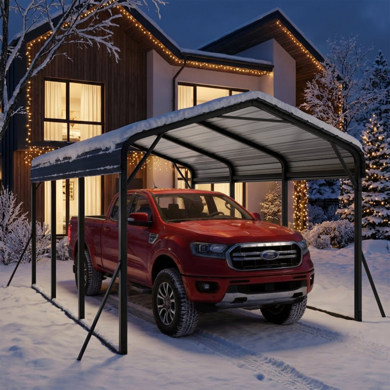 10 Ft. W X 15 Ft. D Metal Carport, Heavy-Duty Steel Frame, Outdoor Canopy Shelter