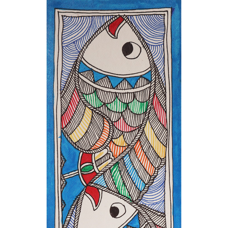 Poissons bondés | Papier fait à la main | Par Ajay Kumar Jha | Décoration murale