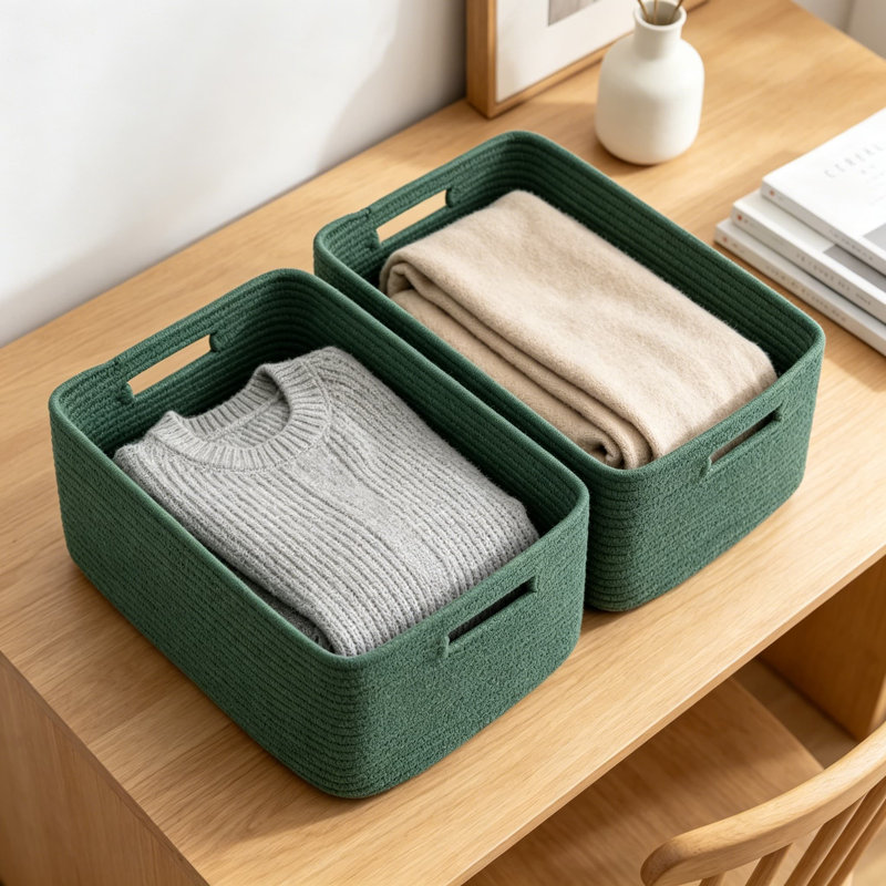 Large Storage Baskets for Shelves, 3-Pack Woven Rope Bins for Clothes, Blankets, Towels, Toys, and Baby Nursery Organization