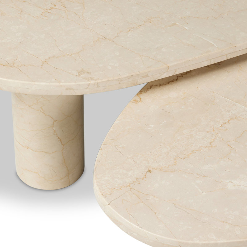 Zion Coffee Table Set - Merlot Marble, Cream