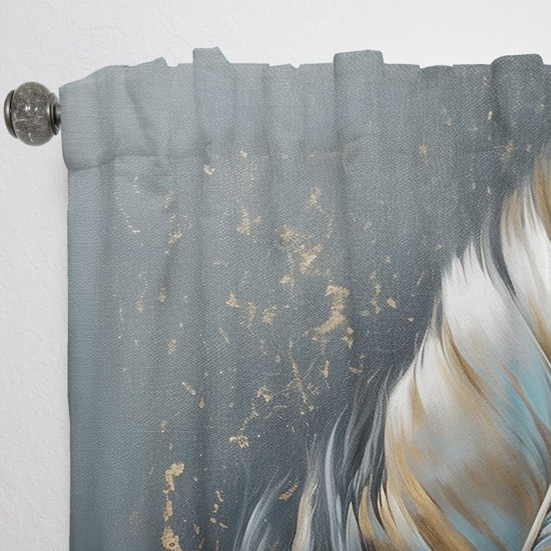 Ditmars - plume dorée Wanderlust IV - rideau en plumes glam - obscurcissant velours - 1 panneau, L 52 po x L 120 po