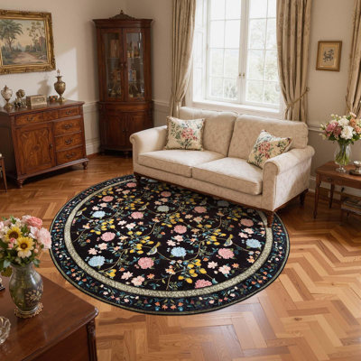 Botanical Floral Washable Non-Slip Area Rug