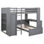 Lit mezzanine gris avec lit simple et peu encombrant. Rendez votre chambre à coucher plus pratique Lit double, tablettes, bureau et garde-robe - pour une utilisation polyvalente-112982529-112982535