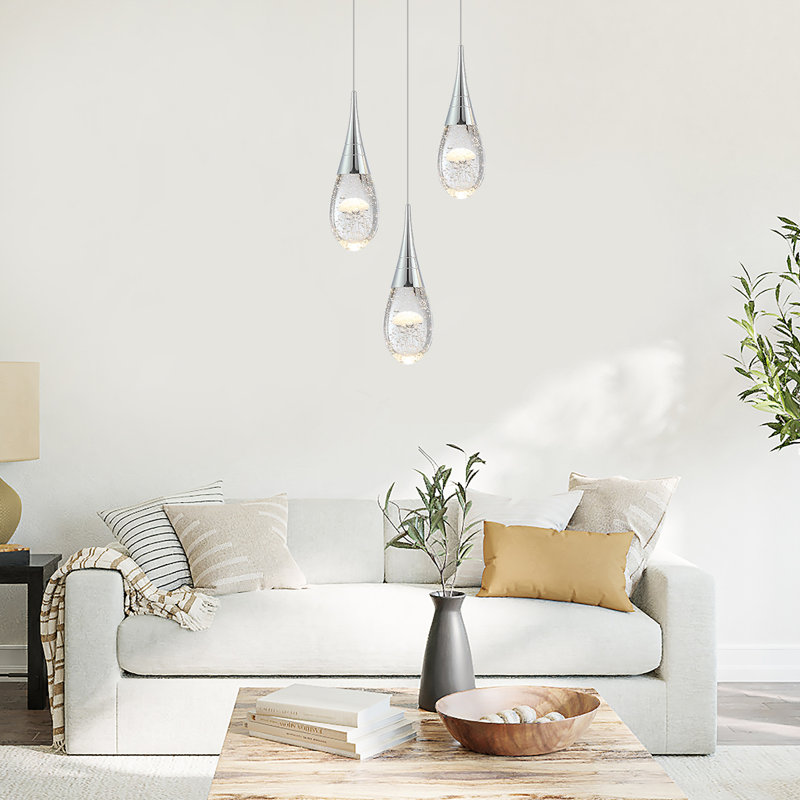 Holmstrom 3 - Light LED Crystal Cluster Pendant