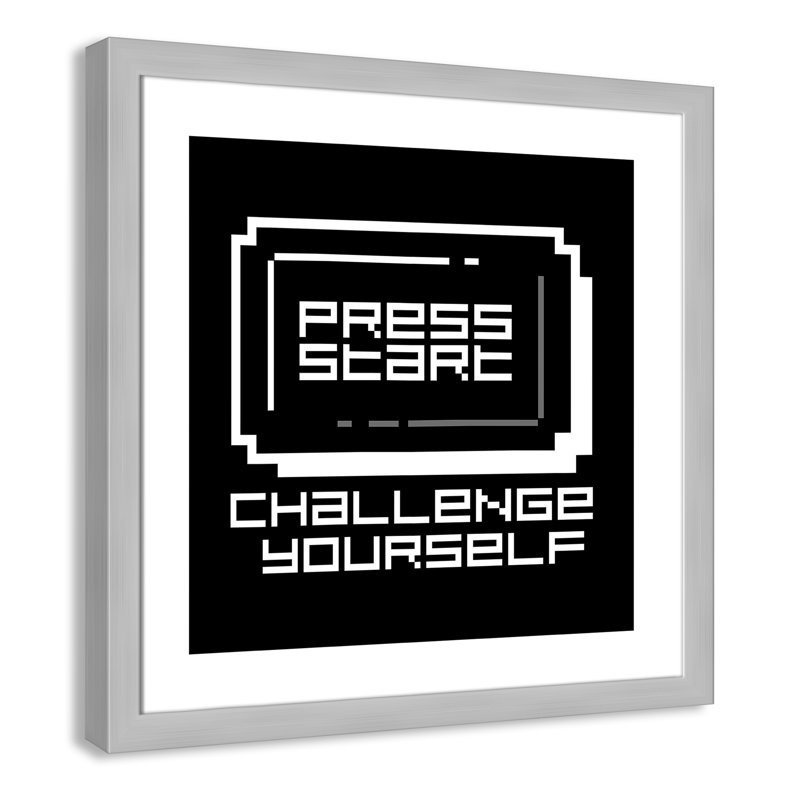 Challenge Yourself Sports, 24.5" H x 24.5" W x 0.63" D, Silver Flat Framed
