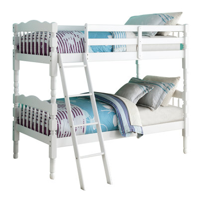 White Twin Over Bunk Bed, Enhances Bedroom Space Utilization Twintwin Bed In White, Appearance With Rectangular Shape