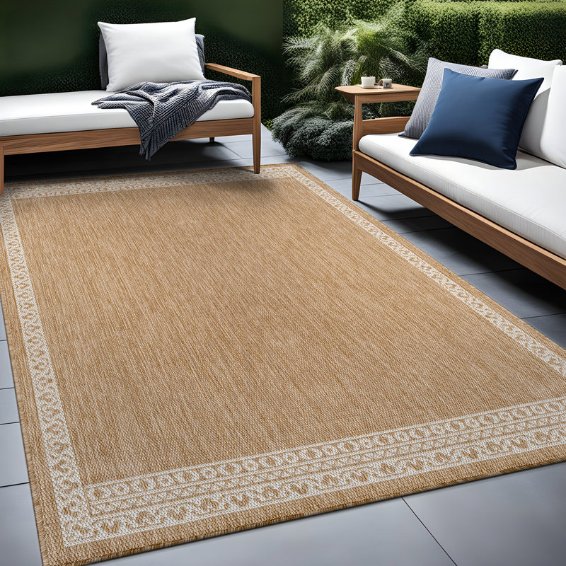 Tapis géométrique intérieur / extérieur, Natural, Rectangle 9' x 12'