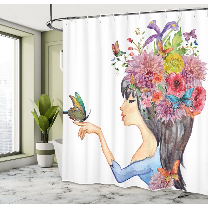 Shower Curtain with Hooks Included, 70" H x 69" W