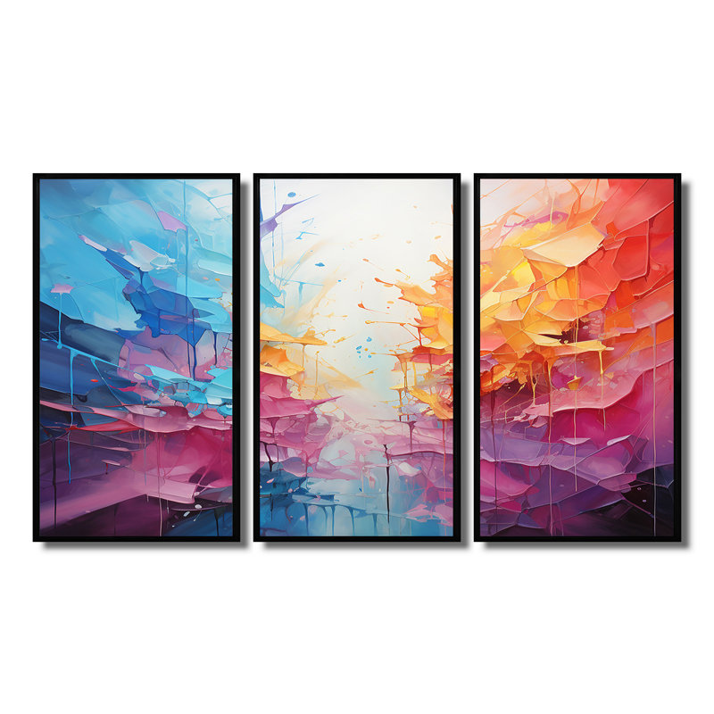 Rainbow portail éveil - ensemble de décoration murale abstrait, Cadre flottant noir, H 40 po x l 60 po x P 1 po