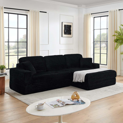 Siège de droite, canapé modulaire en forme de L, canapé modulaire compressé en velours côtelé de style minimaliste moderne, déplier dans un lit, chambre à coucher, canapé à compression confortable, conception peu encombrante