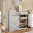Antique White Shoe Storage Cabinet with Flip Drawers & Adjustable Shelf