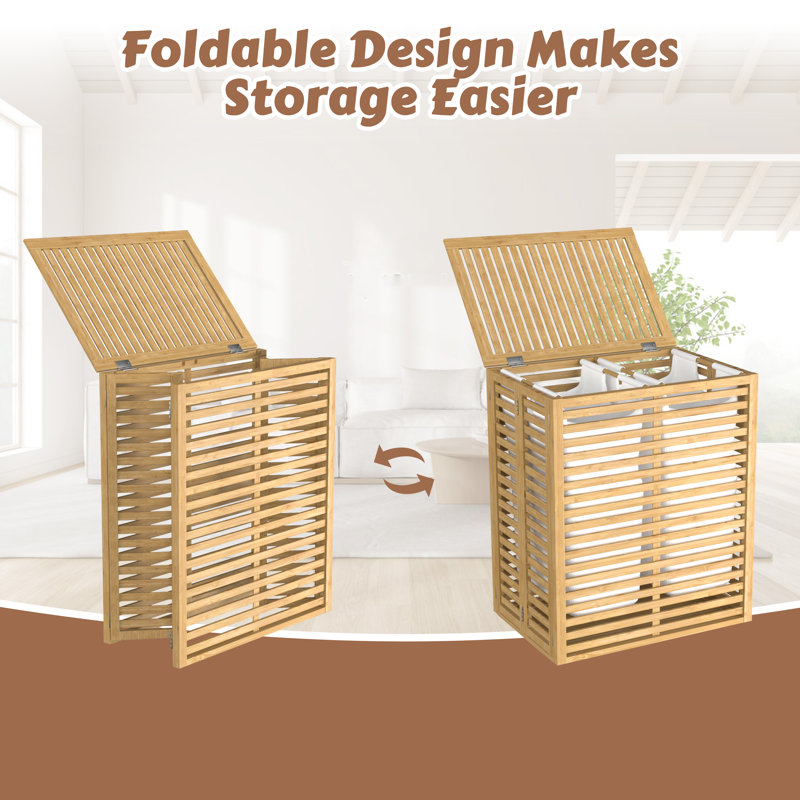 Donnell Bamboo Laundry Hamper with Handles