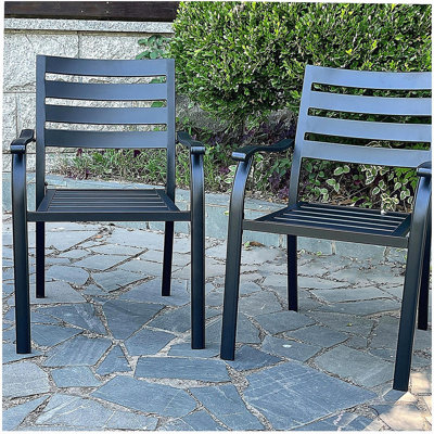 VRSHWO lron Terrace Dining Chairs, a Set of 2 Black Color Outdoor Chairs, Bistro Metal Chairs, All-Weather Outdoor Metal Dining Chairs, Suitable for Gardens, Terraces, and Swimming Pool