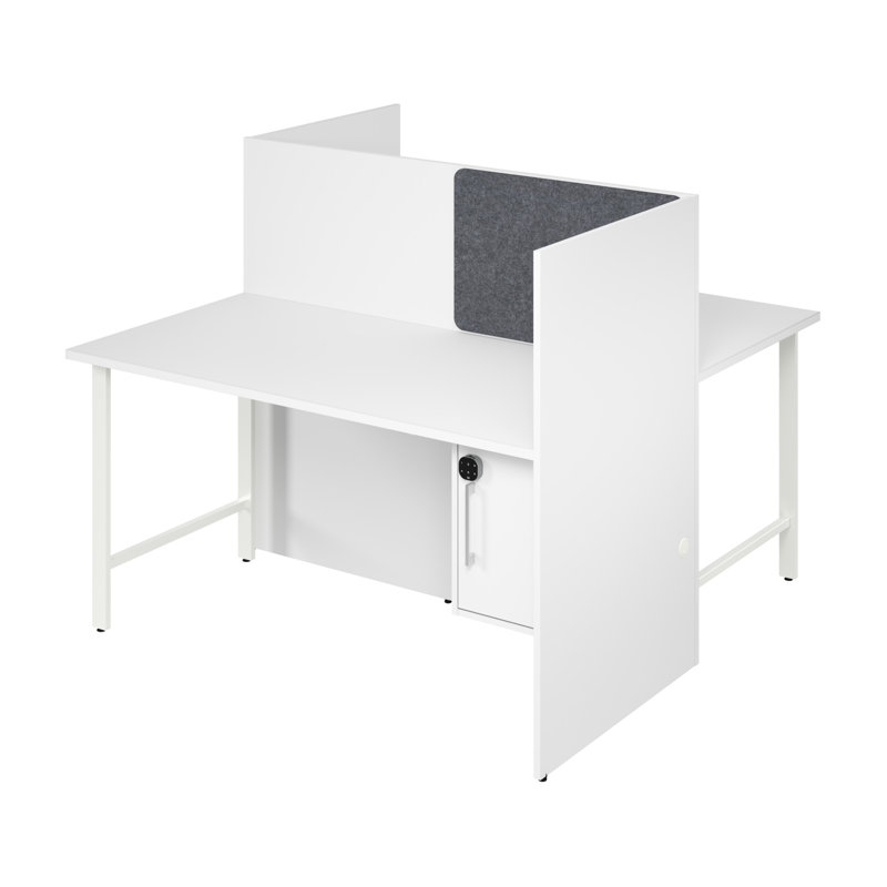 Bush Business Furniture Hustle 2 Person Office Cubicle Desk With Storage Set, 48.19" H x 59.37" W x 30.39" D, White/Black
