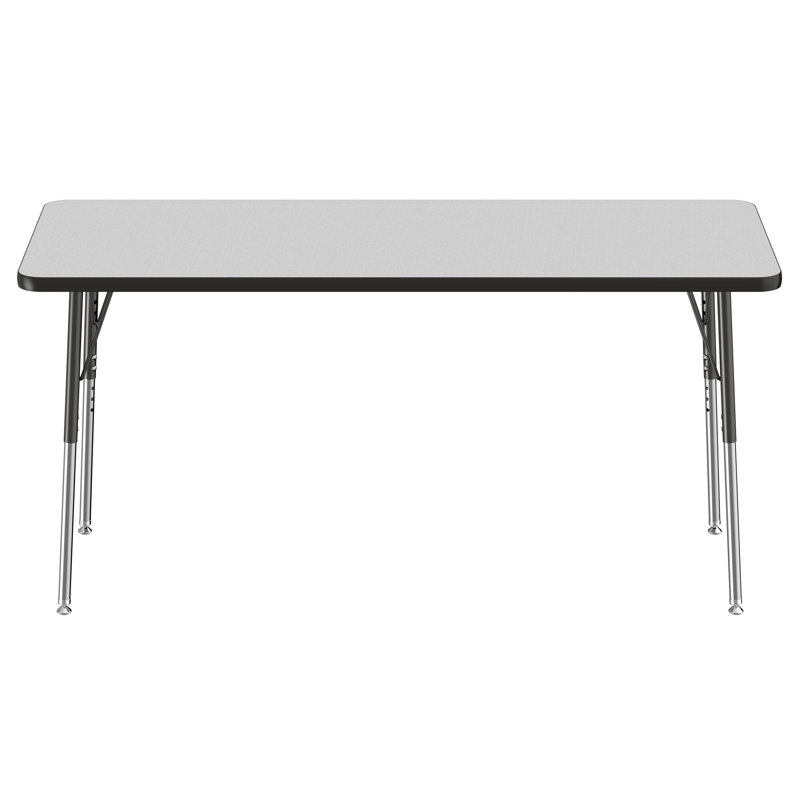Laminate Adjustable Rectangle 6 Students Activity Table, Black, Grey