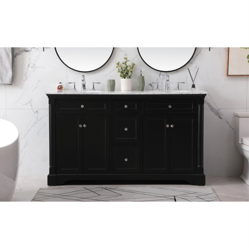 Ensemble de meuble-lavabo double 60 po Clarence, Noir