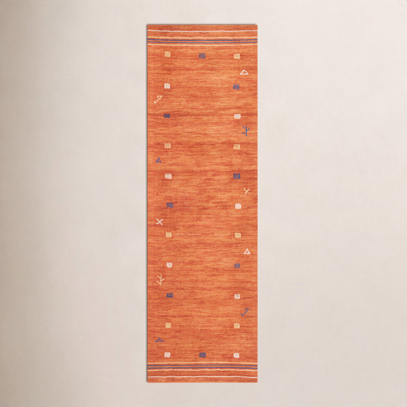 Danette Wool Rust Area Rug, Runner 2'3" x 16'