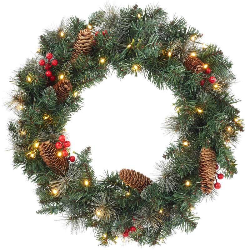 Faux 24'' Wreath, 24" H x 24" W x 2.75" D