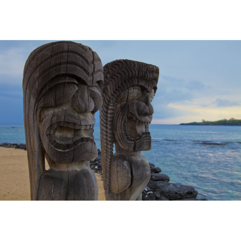 Hawaiian Tikis Totem Poles by 123455543 - Wrapped Canvas Print, 30Cm H x 46Cm W
